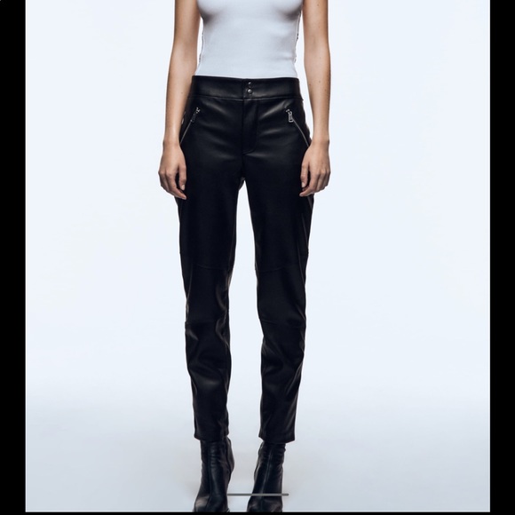 ZARA-NWT-Zippered faux leather pants - Picture 9 of 9